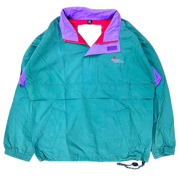 Vintage Woodstock Country Club Golf Windbreaker Anorak Pullover Jacket 90s Teal - Picture 1 of 12